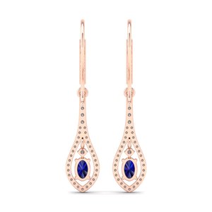 REYES New Arrival 925 Sterling <b>Silver</b> Oval Cut 1Ct Blue Sapphire Gemstone Earrings Exquisite GRA Certified Moissanite Jewelry - Product Image 4