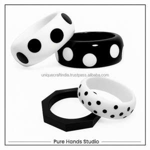 Bracelets en résine colorés pour femmes, bijoux en gros, style art populaire, forme géométrique personnalisée, vente chaude, design indien - Product Image 3