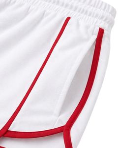 Shorts de sport pour femmes blancs et rouges, séchage rapide, respirants, pour la gym, le fitness, décontractés, été, vêtements de sport, taille élastique - Product Image 5