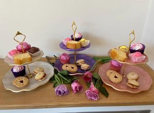 Luxury Handmade Resin <b>Cake</b> Stand with Gold Rim Decorative Dessert Display Plate - Product Image 6