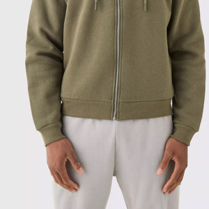 Sweat-shirts thermiques à capuche zippés pour hommes en coton et polyester, personnalisables, avec col en polaire, motif uni, en solde - Product Image 6