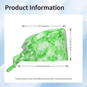 หมวกผ่าตัดแบบยูนิเซ็กซ์สีเขียวลายไท-ได - หมวกแพทย์แบบผูกปรับได้ - ราคาโรงงานขายส่ง หมวกศัลยกรรมสำหรับมืออาชีพ - Product Image 5