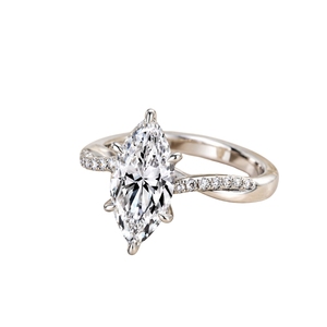 Bague de fiançailles en argent sterling 925 avec diamant taille marquise et moissanite, sertie à griffes, pour femme - Product Image 5
