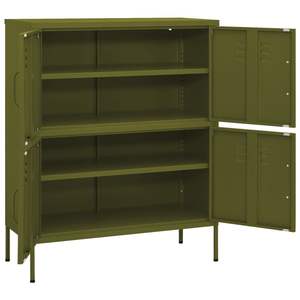 Armoire de rangement en acier vert olive élégante de taille moyenne pour salon - Product Image 6