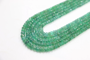 Collier minimaliste à 5 rangs de perles d'émeraude zambienne facettées rondes, 2,5-4 mm, 17-20 pouces - Product Image 5