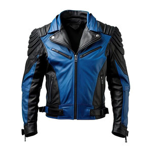 2026 Men Black & Blue Leather <b>Jacket</b> Genuine Lambskin Handmade Biker <b>Gothic</b> Coat Wholesale OEM ODM - Product Image 1