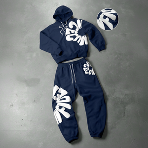 Ropa Urbana para Hombre – Sudadera con Capucha y Estampado de Letras en Relieve y Pantalones Deportivos con Cordón en la Cintura, Conjunto Deportivo Informal, Atuendo Atlético para Hombre - Product Image 1