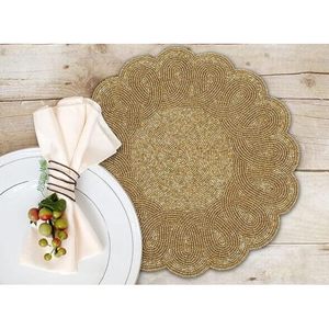Ensemble de sets de table de luxe faits à la main avec perles dorées - Napperons de table en perles de verre américaines pour mariage, Noël, décoration intérieure, centre de table - Product Image 5