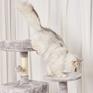 56.2\" Indoor <b>Cat</b> <b>Tree</b> Tower with Sisal <b>Scratching</b> Post Hammock Top Perch Jumping Platforms Large Condo for <b>Cats</b> - Product Image 4