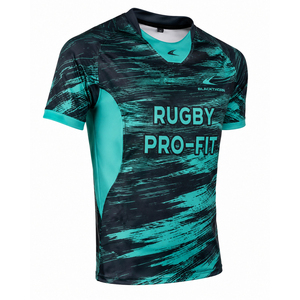 เสื้อรักบี้แขนสั้นผู้ชาย Pro-Fit แบบซับลิเมชั่น ระบายเหงื่อได้ดี ทรงพอดีตัว คอวี เหมาะกับทุกฤดู ผลิตจากโพลีเอสเตอร์ผสมสแปนเด็กซ์ - Product Image 4