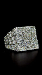 แหวนเงินสไตล์ฮิปฮอป925ผู้ชายแหวน VVS1เพชร melee Moissanite ตั้งค่าโลโก้ที่กำหนดเองแหวนเครื่องประดับที่ดี - Product Image 6