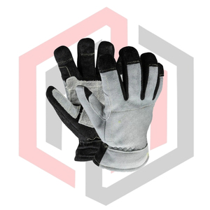 Gants de sécurité industriels courts pour la lutte contre les incendies et le soudage TIG/MIG, en cuir texturé, avec poignet tricoté, 14 pouces, anti-coupure - Product Image 1