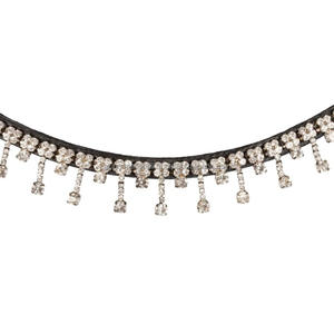 Bande de front de cheval en cuir de la plus haute qualité avec cristaux suspendus élégants et boucle de bouton pression de logo personnalisé bande de front de selle anglaise - Product Image 3