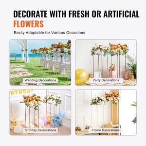2 Pezzi Colonna Metallica Dorata Geometrica Alta 80 cm per Fiori da Matrimonio e Espositore Floreale Rettangolare per Decorazioni da Tavolo - Product Image 6