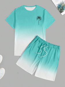 Ensemble T-shirt et short délavé tendance pour homme – T-shirt à manches courtes et short deux pièces style vintage décontracté streetwear été - Product Image 5