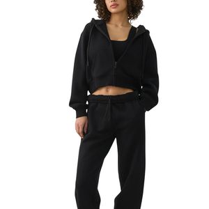 Sweat-shirt à capuche zippé court personnalisé pour femme en molleton de coton, coupe oversize, style streetwear décontracté, fabricant OEM en gros - Product Image 3