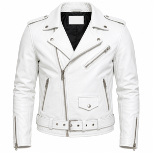 Men's Black Genuine Leather Winter Casual Stand Collar Tanned Moto <b>Biker</b> <b>Jacket</b> with Zipper Closure Belted Waist OEM Service - Product Image 4