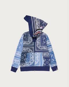 เสื้อฮู้ดซิปแบบยูนิเซ็กซ์ สีน้ำเงิน ลายพิมพ์เพสลีย์ ทรงปกติ สวมใส่สบาย ผลิตจากผ้าฝ้ายถัก ป้องกันการเป็นขุย แขนเสื้อแบบแร็กแลน น้ำหนัก 360 กรัม เหมาะสำหรับฤดูหนาว - Product Image 5