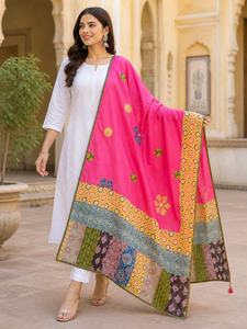 Jaipur Moda Handmade Patchwork Cotton Dupatta with Tassels Traditional Rajasthani Ethnic Dupatta for Women Festive Party Wear - Product Image 4