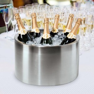 Seau à glace isotherme en métal à double paroi avec poignées pour vin, champagne, hôtel, restaurant, bar - Product Image 1