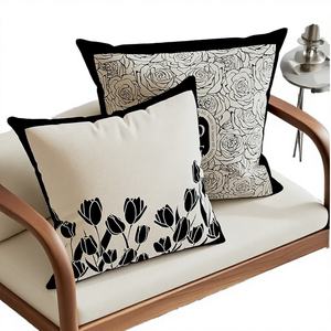 Coussin d'art abstrait 2025 moderne, simple, haut de gamme, personnalisable AY, noir et blanc, carré, léger, en polyester, pour canapé - Product Image 2