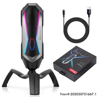 Micrófono RGB Profesional para Streaming y Podcasting, Micrófono de Condensador USB de Escritorio con Reducción de Ruido para Grabación de Voz