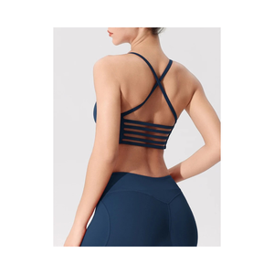 Women Strappy Crossback Sports <b>Bra</b> Navy <b>Blue</b> Gym Workout Top - Product Image 6