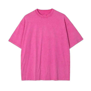 เสื้อยืดคอกลมแขนสั้นผู้ชาย ผ้าฝ้าย ทรงโอเวอร์ไซส์ สีพื้น ใส่สบาย ผ้าเจอร์ซีย์ถัก ย้อมสีเรียบ - Product Image 2