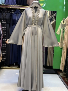 Abaya Modeste de Dubaï en Gros, Perlée et Pailletée, à Manches Longues, Traditionnelle Musulmane, Faite à la Main, pour Mariage, Respirante, Col en V pour Femme - Product Image 5