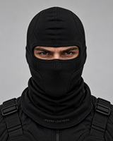 Manwa Leathers Cagoule tactique noire en cuir pour le ski