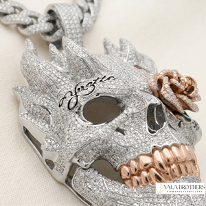 VALA BROTHERS Pendentif Breloque Cœur en Argent 925 Plaqué Rhodium avec Moissanite et Sertissage Griffe, Design Personnalisé Hip Hop, Pierres Givrées, Cadeau - Product Image 1