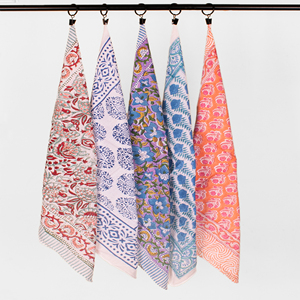 Set of 5 - Colorful Cotton Bandana Handmade Block Printed Organic Scarf Lightweight Hair Or Neck Wrap Bohemian Unisex Accessory - Product Image 5