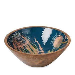 Bol en bois de manguier émaillé fait main de luxe avec motifs zèbre tropical et floraux pour le service des aliments et la décoration de fête - Product Image 2