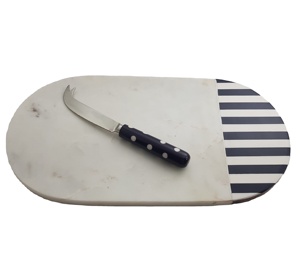 Juego de tabla de cocina, cuchillo de acero inoxidable con mango de resina, tabla de cortar de resina y piedra de mármol de lujo, utensilios de cocina de SCI - Product Image 1