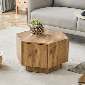Table basse hexagonale en MDF de haute qualité avec tiroirs, design pratique et unique - Product Image 5