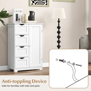 Cómoda de Madera Independiente con 4 Cajones y Puerta, Solución de Almacenamiento Mejorada - Product Image 6