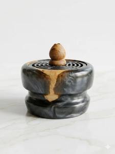 Brûleur d'encens en bois et résine noir, diffuseur aromatique, utilisation toute saison, style unique, décoration, cadeau parfumé pour la maison, Ramadan, Aïd, nouveauté - Product Image 3