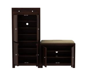 Zapatero de madera con asiento, mueble zapatero de madera maciza para el hogar, zapatero grande con puerta, armario de almacenamiento para sala de estar - Product Image 2