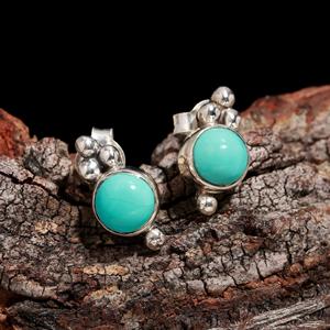 Pendientes Pequeños Románticos de Plata de Ley 925 de la Mejor Calidad 2026, con Turquesa de Arizona, para Mujeres y Niñas, Ideales para Uso Diario - Product Image 1