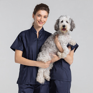 Short Sleeves Pet Grooming Smock with Zipper Waterproof Hair Resistant and Bleach Resistant Tops - Product Image 6