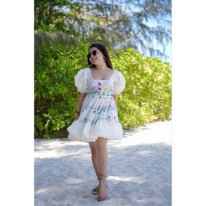 GEORGETTE ATRACTIVA CON TRABAJO ESTAMPADO LISTO PARA LLEVAR ONE PEICE BLANCO - Product Image 2