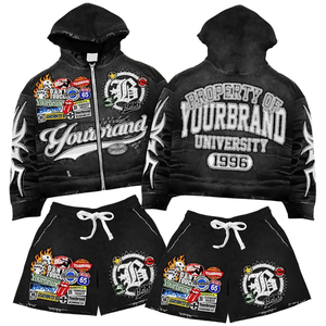 Custom Sweatsuit Track Short Set Nylon Polyester Suit <b>Summer</b> Two Piece Windbreaker Tracksuit Hoodie and Shorts <b>Jacket</b> Sets <b>Men</b> - Product Image 1