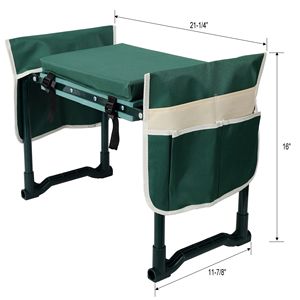 Panca Pieghevole Grande da Giardino con 2 Tasche Porta Attrezzi Gratuite, Cuscino Extra Morbido in Schiuma EVA, Sedie da Giardino Più Larghe - Product Image 5