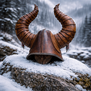 Casco Vikingo de Cuero Hecho a Mano, Casco de Armadura Vikinga Medieval para Cosplay, LARP y Decoración para Uso en Exteriores - Product Image 5