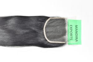 Extensiones de Cabello Remy 100% de Alta Calidad, Cierre 5*5 HD de la Mejor Calidad, Cabello Humano Virgen Liso de Doble Trama, Color Oscuro - Product Image 3