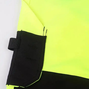 Pantalon de travail cargo haute visibilité en polyester respirant jaune et noir réfléchissant, multipoches, pour hommes - Product Image 5