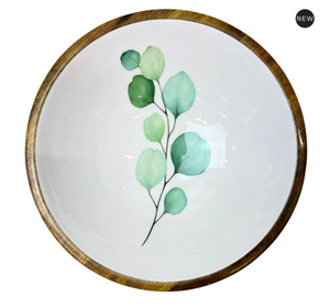 Bol de service en bois naturel très demandé, ensemble de bols méditerranéens avec bord doré et motif vie marine pour la table et la vaisselle - Product Image 2