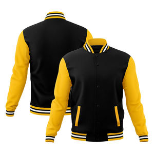 Chaqueta Varsity Personalizada de Lona con Cuerpo de Lana y Mangas de Cuero Genuino, Chaqueta Bomber Transpirable de Invierno para Hombre - Product Image 1