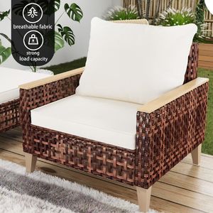 Ensemble de canapés en rotin pour patio 7 places avec coussins épais de 4 pouces et design ajouré - Product Image 5