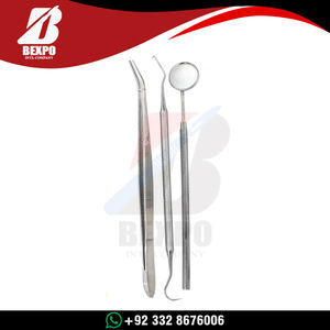 Kit d'instruments d'examen dentaire en acier inoxydable de haute qualité avec sonde, pinces, miroirs buccaux, 3 pièces, manuel, certifié CE - Product Image 5